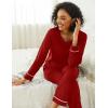 Ekouaer Womens Pajama Sets 2 piece Lounge Sets for Women V-neck Long Sleeve Top and Elastic Waist Pants with Pockets(Wine Red)