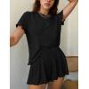 Ekouaer Womens Pajamas 2 Piece Ribbed Knit Pjs Short Sleeve Sleepwear Set Summer Soft Pajamas Set Casual Lounge Sets(Black)