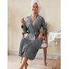 Ekouaer Womens Robes Lightweight Soft Knit Bathrobe Full Length Sleepwear with Pockets Ladies Loungewear S-3XL(Medium Gray)