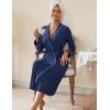 Ekouaer Womens Robes Lightweight Soft Knit Bathrobe Full Length Sleepwear with Pockets Ladies Loungewear S-3XL(Navy Blue)