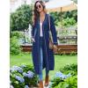 Ekouaer Womens Robes Lightweight Soft Knit Bathrobe Full Length Sleepwear with Pockets Ladies Loungewear S-3XL(Navy Blue Polka Dots)