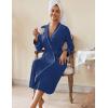 Ekouaer Womens Robes Lightweight Soft Knit Bathrobe Full Length Sleepwear with Pockets Ladies Loungewear S-3XL(Navy Blue Polka Dots)