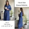 Ekouaer Womens Robes Lightweight Soft Knit Bathrobe Full Length Sleepwear with Pockets Ladies Loungewear S-3XL(Navy Blue Polka Dots)