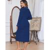 Ekouaer Womens Robes Lightweight Soft Knit Bathrobe Full Length Sleepwear with Pockets Ladies Loungewear S-3XL(Navy Blue Polka Dots)
