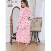 Ekouaer Womens Robes Lightweight Soft Knit Bathrobe Full Length Sleepwear with Pockets Ladies Loungewear S-3XL(Pink Stripe Teddy Bear)