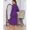 Ekouaer Womens Robes Lightweight Soft Knit Bathrobe Full Length Sleepwear with Pockets Ladies Loungewear S-3XL(Purple)