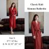 Ekouaer Womens Robes Lightweight Soft Knit Bathrobe Full Length Sleepwear with Pockets Ladies Loungewear S-3XL(Wine Red)