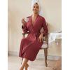 Ekouaer Womens Robes Lightweight Soft Knit Bathrobe Full Length Sleepwear with Pockets Ladies Loungewear S-3XL(Wine Red)