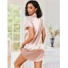 Ekouaer Women’s Satin Nightshirt Button Down Sleepshirt Silk Short Sleeve Nightgown Boyfriend Notch Collar Sleepwear(Champagne)