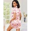 Ekouaer Women’s Satin Nightshirt Button Down Sleepshirt Silk Short Sleeve Nightgown Boyfriend Notch Collar Sleepwear(Pink Stripe Bear Print)