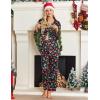 Ekouaer Womens Satin Pajama Set Classic Pattern Silky Pj Sets Button Down Sleepwear Loungewear(Black Chirstmas Pattern)