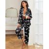 Ekouaer Womens Satin Pajama Set Classic Pattern Silky Pj Sets Button Down Sleepwear Loungewear(Black Zebra)
