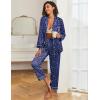 Ekouaer Womens Satin Pajama Set Classic Pattern Silky Pj Sets Button Down Sleepwear Loungewear(Blue Star Moon)