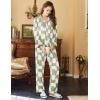 Ekouaer Womens Satin Pajama Set Classic Pattern Silky Pj Sets Button Down Sleepwear Loungewear(Geometry)