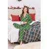 Ekouaer Womens Satin Pajama Set Classic Pattern Silky Pj Sets Button Down Sleepwear Loungewear(Green)