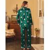 Ekouaer Womens Satin Pajama Set Classic Pattern Silky Pj Sets Button Down Sleepwear Loungewear(Green Teddy)
