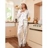 Ekouaer Womens Satin Pajama Set Classic Pattern Silky Pj Sets Button Down Sleepwear Loungewear(Paris Teddy)