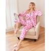 Ekouaer Womens Satin Pajama Set Classic Pattern Silky Pj Sets Button Down Sleepwear Loungewear(Pink Bow)