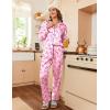 Ekouaer Womens Satin Pajama Set Classic Pattern Silky Pj Sets Button Down Sleepwear Loungewear(Pink Bow)