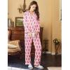 Ekouaer Womens Satin Pajama Set Classic Pattern Silky Pj Sets Button Down Sleepwear Loungewear(Pink Monkey)