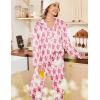 Ekouaer Womens Satin Pajama Set Classic Pattern Silky Pj Sets Button Down Sleepwear Loungewear(Pink Monkey)