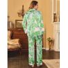 Ekouaer Womens Satin Pajama Set Classic Pattern Silky Pj Sets Button Down Sleepwear Loungewear(Pink Palm Leaves)