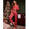 Ekouaer Womens Satin Pajama Set Classic Pattern Silky Pj Sets Button Down Sleepwear Loungewear(Red Chirstmas Pattern)