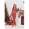 Ekouaer Womens Satin Pajama Set Classic Pattern Silky Pj Sets Button Down Sleepwear Loungewear(Red Christmas)