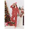 Ekouaer Womens Satin Pajama Set Classic Pattern Silky Pj Sets Button Down Sleepwear Loungewear(Red Christmas)
