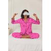 Ekouaer Womens Satin Pajama Set Classic Pattern Silky Pj Sets Button Down Sleepwear Loungewear(Rose Leopard)