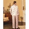 Ekouaer Womens Satin Pajama Set Classic Pattern Silky Pj Sets Button Down Sleepwear Loungewear(Teddy)