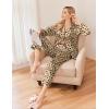 Ekouaer Womens Satin Pajama Set Classic Pattern Silky Pj Sets Button Down Sleepwear Loungewear(Teddy Leopard)