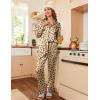 Ekouaer Womens Satin Pajama Set Classic Pattern Silky Pj Sets Button Down Sleepwear Loungewear(Teddy Leopard)