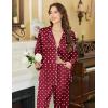 Ekouaer Womens Satin Pajama Set Classic Pattern Silky Pj Sets Button Down Sleepwear Loungewear(Wine Red Heart)