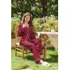 Ekouaer Womens Satin Pajama Set Classic Pattern Silky Pj Sets Button Down Sleepwear Loungewear(Wine Red Heart)