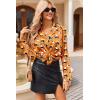 Ekouaer Womens Satin Pajama Sets Long Sleeve Top and Shorts Lounge Set Button Down Sleepwear(Halloween)