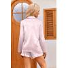 Ekouaer Womens Satin Pajama Sets Long Sleeve Top and Shorts Lounge Set Button Down Sleepwear(Leopard Pink)