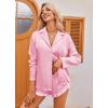 Ekouaer Womens Satin Pajama Sets Long Sleeve Top and Shorts Lounge Set Button Down Sleepwear(Pink)