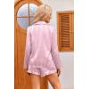 Ekouaer Womens Satin Pajama Sets Long Sleeve Top and Shorts Lounge Set Button Down Sleepwear(Striped Pink)