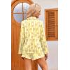 Ekouaer Womens Satin Pajama Sets Long Sleeve Top and Shorts Lounge Set Button Down Sleepwear(Teddy Yellow)