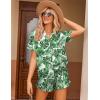Ekouaer Womens Satin Pajamas Set Button Down 2 Piece Silk Pjs Shorts Set Ruffle Lingerie Notch Collar Sleepwear(Green Leaf)