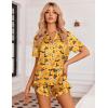 Ekouaer Womens Satin Pajamas Set Button Down 2 Piece Silk Pjs Shorts Set Ruffle Lingerie Notch Collar Sleepwear(Halloween)