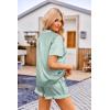 Ekouaer Womens Satin Pajamas Set Button Down 2 Piece Silk Pjs Shorts Set Ruffle Lingerie Notch Collar Sleepwear(Striped Green)