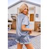 Ekouaer Womens Satin Pajamas Set Button Down 2 Piece Silk Pjs Shorts Set Ruffle Lingerie Notch Collar Sleepwear(Striped Grey Blue)