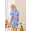 Ekouaer Womens Satin Pajamas Set Button Down 2 Piece Silk Pjs Shorts Set Ruffle Lingerie Notch Collar Sleepwear(Teddy Bear-blue)