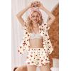 Ekouaer Womens Satin Pajamas Set Button Down 2 Piece Silk Pjs Shorts Set Ruffle Lingerie Notch Collar Sleepwear(Teddy Bear-cherry)