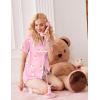 Ekouaer Womens Satin Pajamas Set Button Down 2 Piece Silk Pjs Shorts Set Ruffle Lingerie Notch Collar Sleepwear(Teddy Bear-pink)