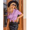 Ekouaer Womens Satin Pajamas Set Button Down 2 Piece Silk Pjs Shorts Set Ruffle Lingerie Notch Collar Sleepwear(Thick Striped Purple)