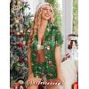 Ekouaer Womens Satin Pajamas Set Button Down 2 Piece Silk Pjs Shorts Set Ruffle Lingerie Notch Collar Sleepwear(Z-christmas Green)