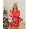 Ekouaer Womens Satin Pajamas Set Button Down 2 Piece Silk Pjs Shorts Set Ruffle Lingerie Notch Collar Sleepwear(Z-christmas Red)